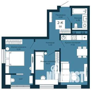 2-к квартира, вторичка, 58м2, 22/25 этаж