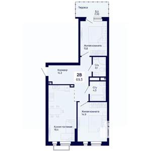 2-к квартира, вторичка, 69м2, 2/18 этаж