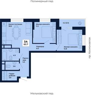 2-к квартира, вторичка, 66м2, 12/31 этаж