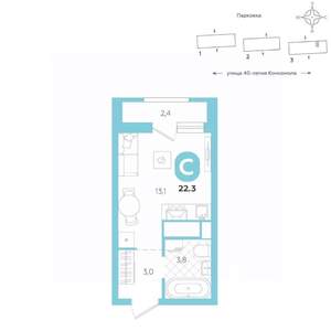 Студия квартира, вторичка, 22м2, 11/16 этаж