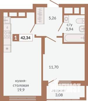 1-к квартира, вторичка, 42м2, 20/31 этаж