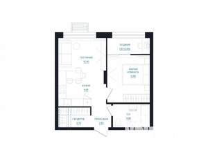 2-к квартира, вторичка, 43м2, 23/25 этаж