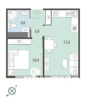 1-к квартира, вторичка, 35м2, 16/24 этаж