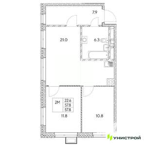 2-к квартира, вторичка, 58м2, 9/31 этаж