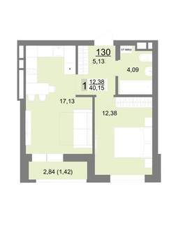 1-к квартира, вторичка, 40м2, 21/22 этаж