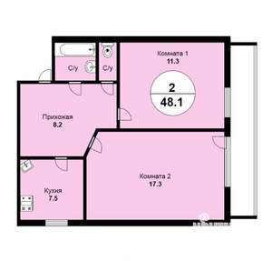 2-к квартира, вторичка, 48м2, 1/5 этаж