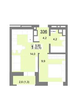1-к квартира, вторичка, 34м2, 16/18 этаж