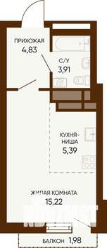 1-к квартира, строящийся дом, 30м2, 5/24 этаж