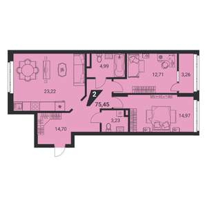 3-к квартира, вторичка, 75м2, 4/22 этаж