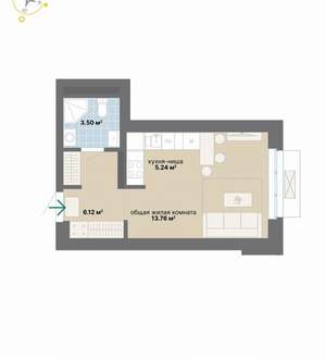 Студия квартира, вторичка, 29м2, 9/24 этаж