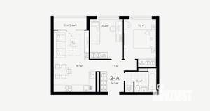 2-к квартира, вторичка, 54м2, 23/24 этаж