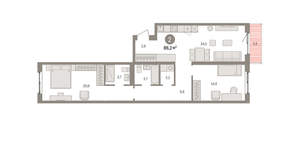 2-к квартира, вторичка, 86м2, 4/15 этаж