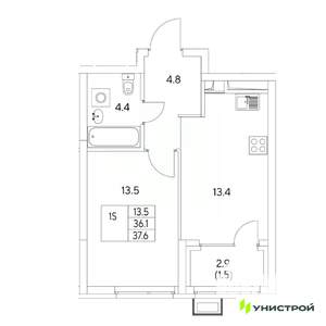 1-к квартира, вторичка, 38м2, 8/31 этаж