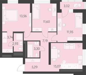 3-к квартира, вторичка, 76м2, 7/16 этаж