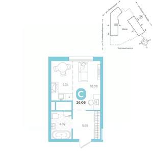 Студия квартира, вторичка, 26м2, 2/24 этаж