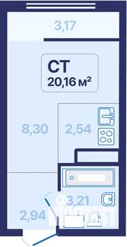 Студия квартира, вторичка, 20м2, 17/27 этаж
