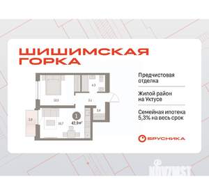 1-к квартира, вторичка, 43м2, 5/16 этаж