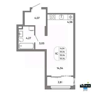 Студия квартира, вторичка, 33м2, 22/32 этаж