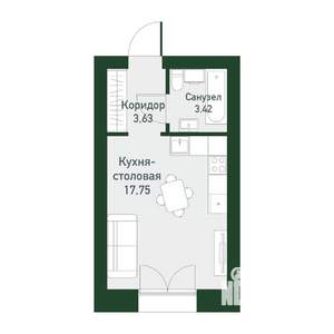 Студия квартира, вторичка, 25м2, 4/4 этаж