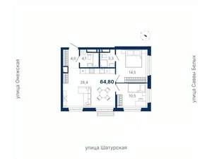2-к квартира, вторичка, 65м2, 10/21 этаж