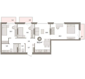 3-к квартира, вторичка, 84м2, 6/9 этаж
