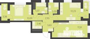 2-к квартира, вторичка, 63м2, 9/16 этаж