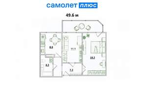 2-к квартира, вторичка, 50м2, 3/12 этаж