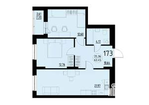 2-к квартира, строящийся дом, 63м2, 18/25 этаж