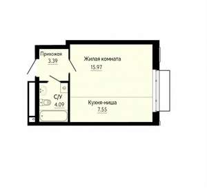 1-к квартира, вторичка, 31м2, 25/31 этаж