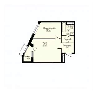 1-к квартира, вторичка, 46м2, 16/30 этаж