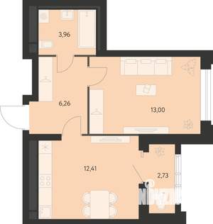 1-к квартира, вторичка, 37м2, 11/11 этаж