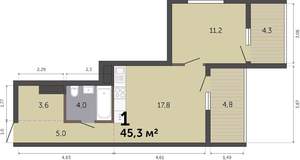 1-к квартира, вторичка, 45м2, 5/19 этаж