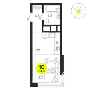 Студия квартира, вторичка, 25м2, 18/27 этаж