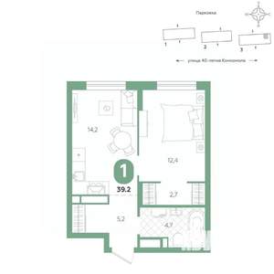 1-к квартира, вторичка, 39м2, 4/16 этаж