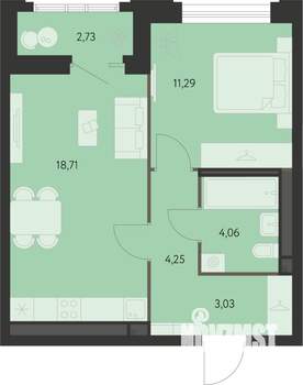 1-к квартира, вторичка, 43м2, 18/19 этаж