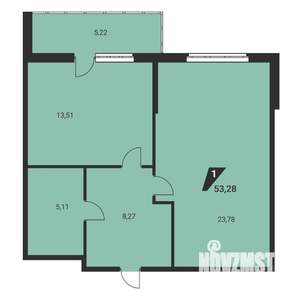 1-к квартира, вторичка, 53м2, 2/25 этаж