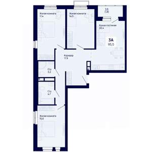 3-к квартира, вторичка, 96м2, 7/18 этаж