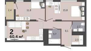 2-к квартира, вторичка, 60м2, 14/19 этаж