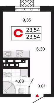 Студия квартира, вторичка, 24м2, 28/30 этаж