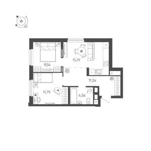 2-к квартира, строящийся дом, 52м2, 18/24 этаж