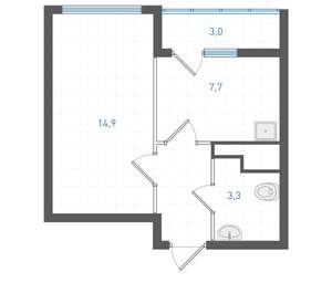 1-к квартира, вторичка, 31м2, 19/25 этаж