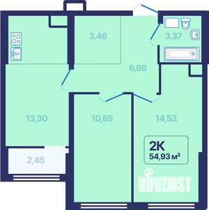 2-к квартира, вторичка, 55м2, 13/27 этаж