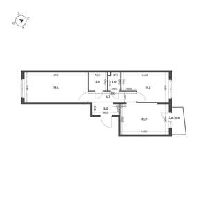 2-к квартира, вторичка, 56м2, 11/16 этаж