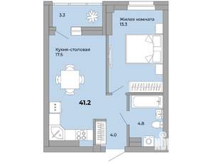 1-к квартира, сданный дом, 41м2, 12/21 этаж