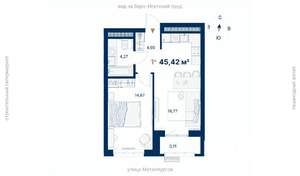 1-к квартира, вторичка, 45м2, 19/31 этаж