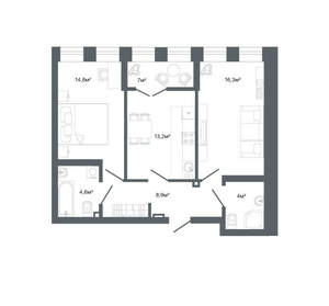 2-к квартира, вторичка, 65м2, 3/25 этаж