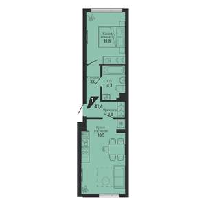 1-к квартира, вторичка, 41м2, 2/31 этаж