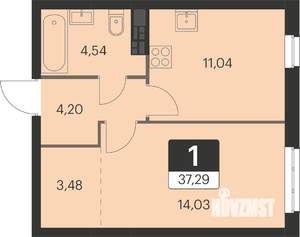 1-к квартира, вторичка, 37м2, 11/12 этаж