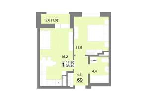 1-к квартира, вторичка, 38м2, 9/26 этаж