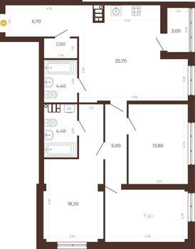 3-к квартира, строящийся дом, 94м2, 6/8 этаж